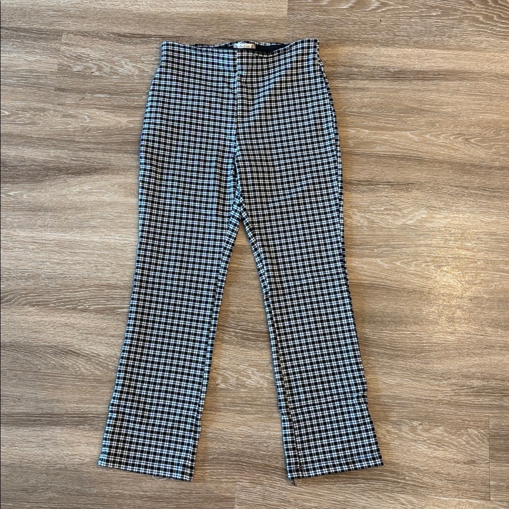 Altar'd State Black and White Plaid Cropped Pants